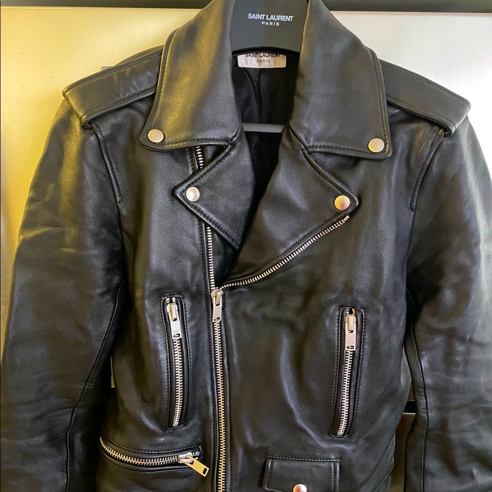 Saint Laurent leather biker jacket size us 38/eu 48